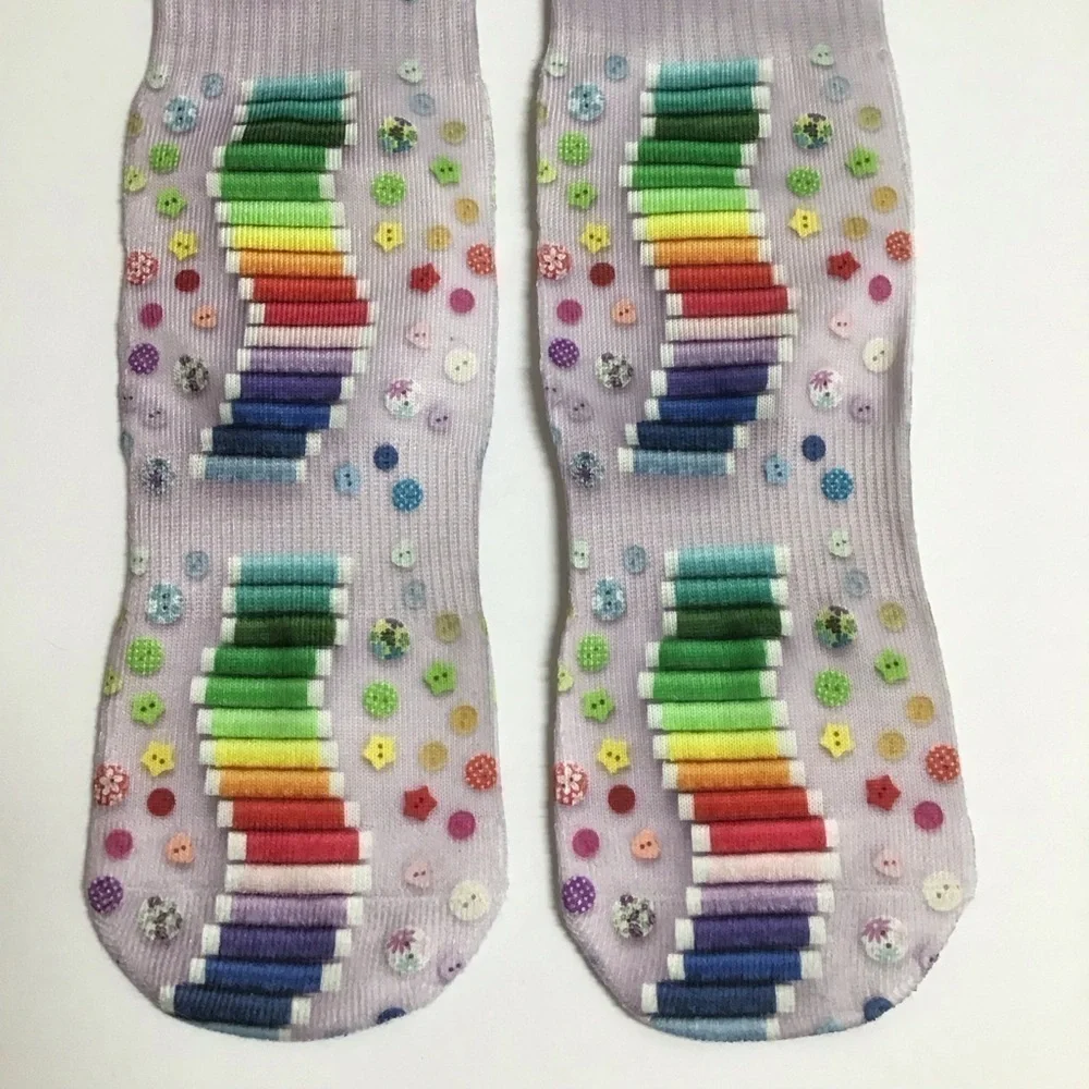 Needle-pointer MEDIUM Crew Socks Seamstress Fun Print Women’s Novelty Purple